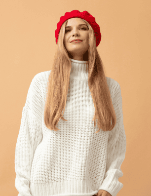 White Turtleneck Knitted Sweat