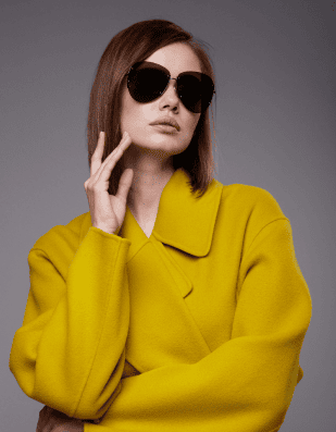Bright Yellow Lapel Wool Coat